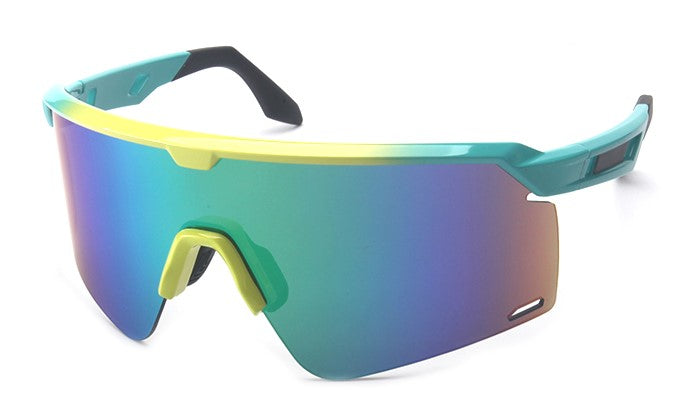 RUSH SUNGLASSES - Yellow/Green frame with Grey lenses & Green mirror coating