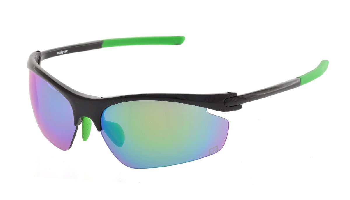 ARROW SUNGLASSES - Black frame with Grey lenses & Green mirror coating