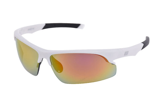 BIKE SUNGLASSES - White frame with Grey lenses & Red mirror coating