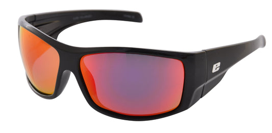 CAGE SUNGLASSES - Black frame with Grey polarized lenses & Red mirror coating