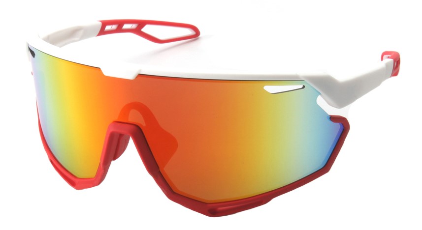 IGNITE SUNGLASSES - White/Red frame with Grey lenses & Red mirror coating