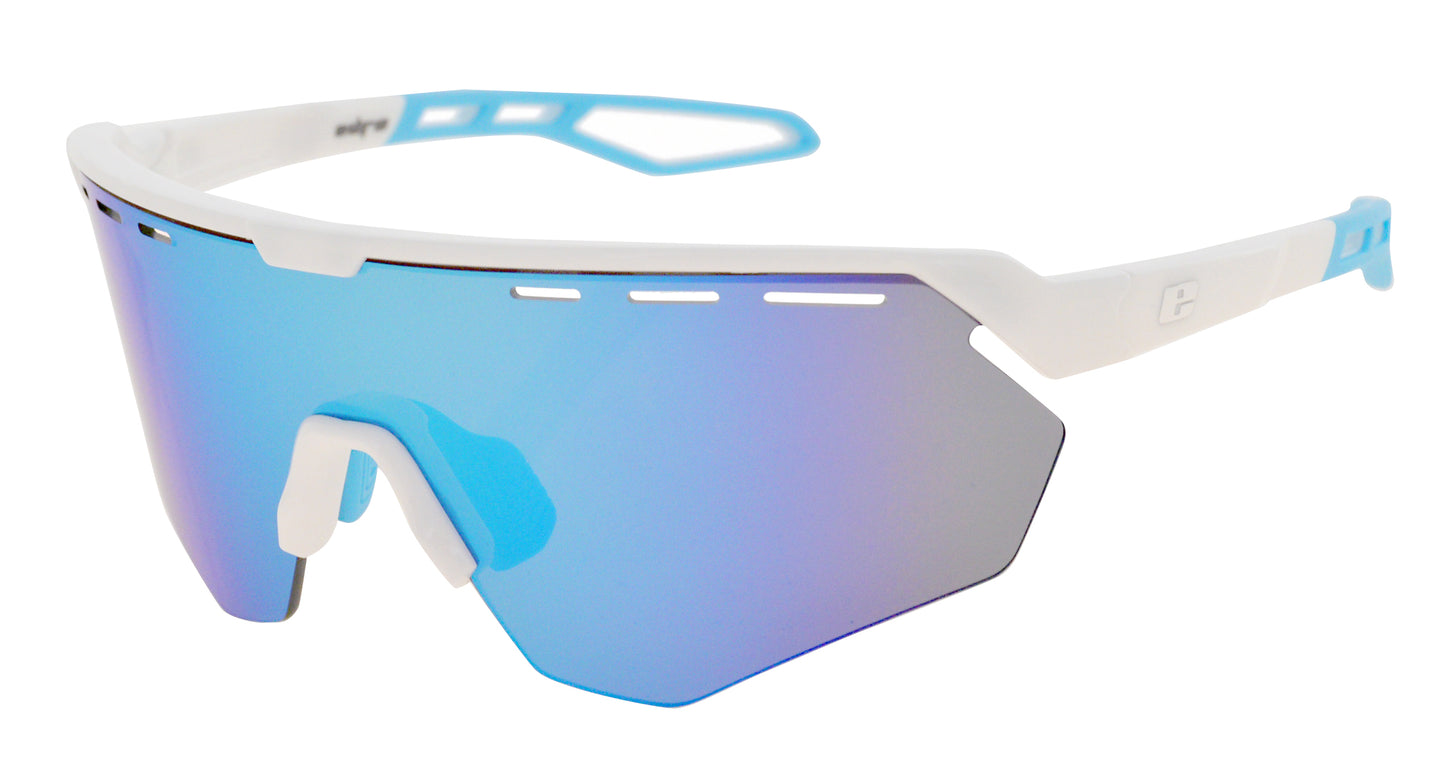 SURGE SUNGLASSES - White frame with Grey lenses & Blue mirror coating