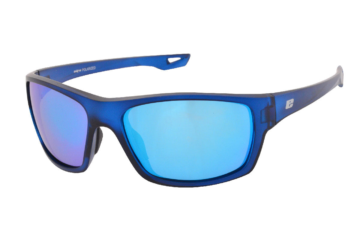 BONDI SUNGLASSES - Crystal Blue Frame with Grey Polarized Lenses & Blue Mirror Coating