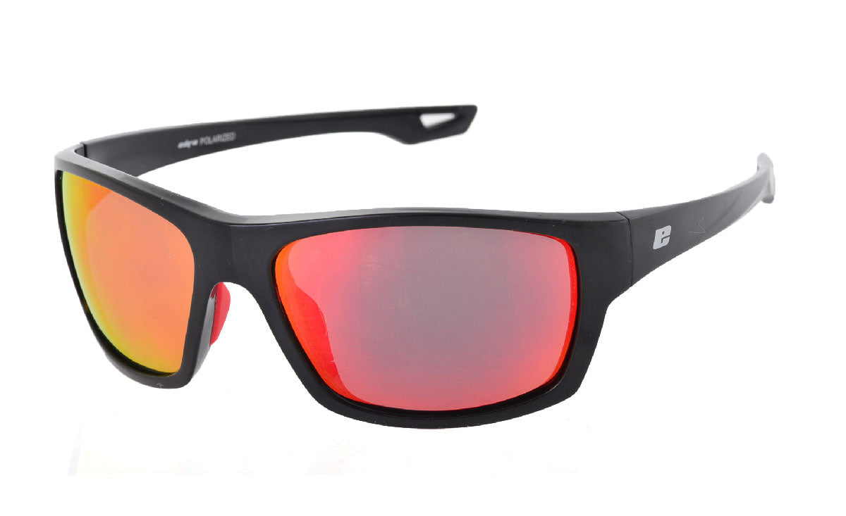 BONDI SUNGLASSES - Black Frame with Grey Polarized Lenses & Red Mirror Coating