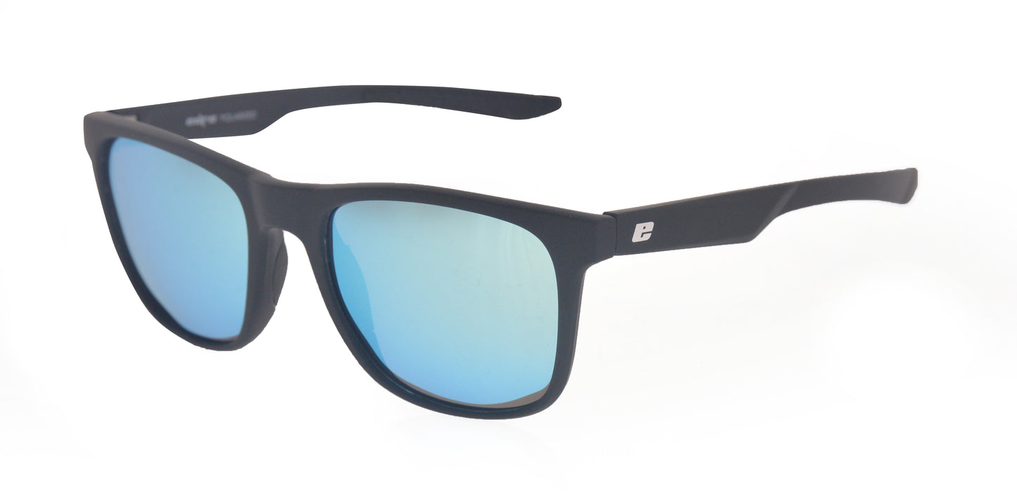 BYRON SUNGLASSES - Black frame with Grey polarized & Blue mirror coating