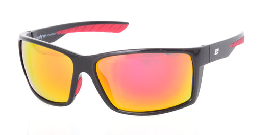 RAPTURE SUNGLASSES - Black frame with Grey polarized lenses & Red mirror coating