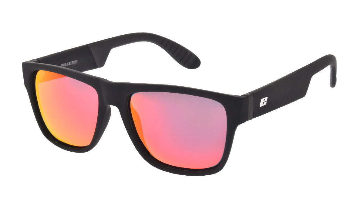RETRO SUNGLASSES - Black frame with Grey polarized lenses & Red mirror coating