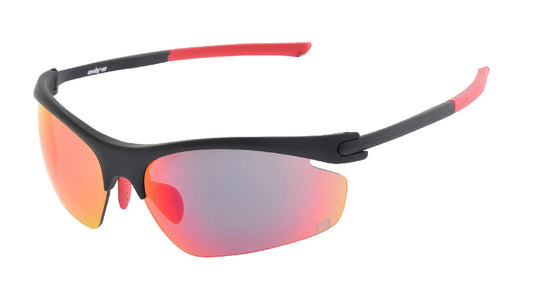 ARROW SUNGLASSES - Black frame with Grey lenses & Red mirror coating