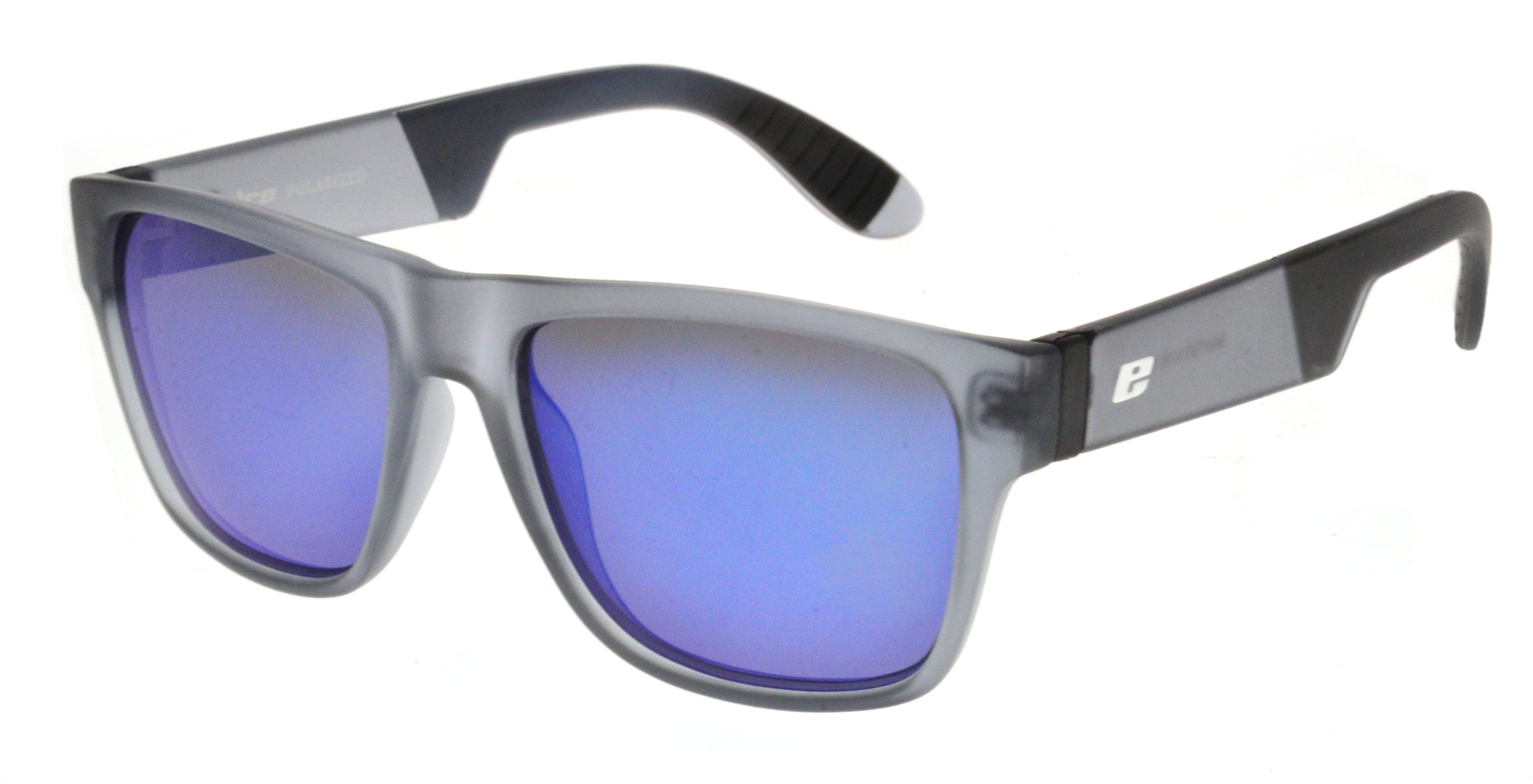 RETRO SUNGLASSES - Grey frame with Grey polarized lenses & blue mirror coating
