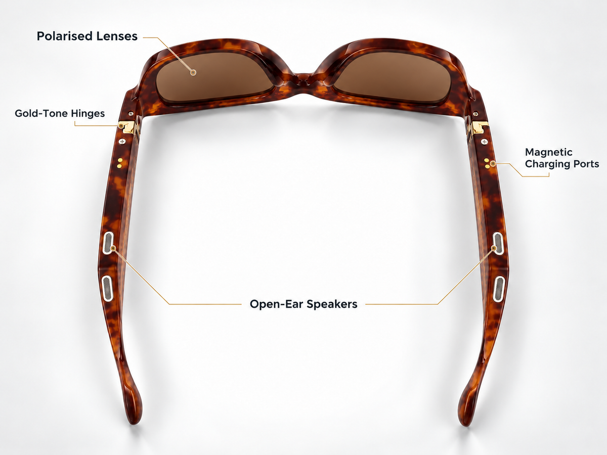 EURO "BEATS" SMART GLASSES - Brown frame with Tortoiseshell Polarized Lenses