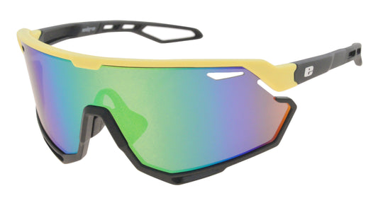 IGNITE SUNGLASSES - Yellow/Black frame with Grey lenses & Green mirror coating