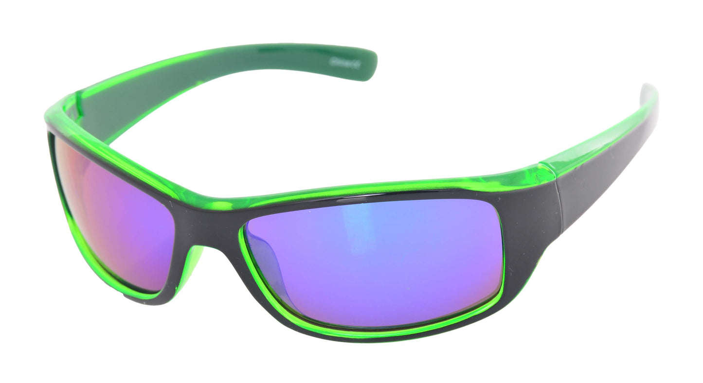 WRAP - Kids Black/Green frame with Grey lens & Green mirror coating